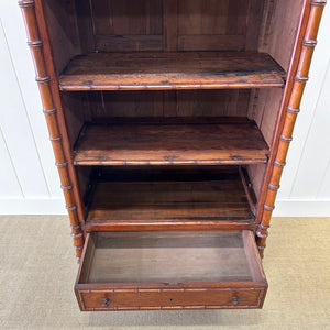 An Antique French Faux Bamboo Open Bookcase Cupboard