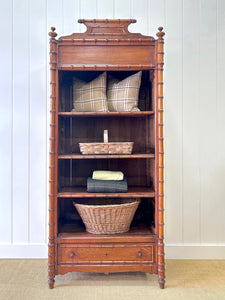 An Antique French Faux Bamboo Open Bookcase Cupboard