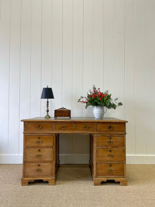 Antique English Pine Pedestal Desk c1890
