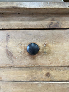 An Early 19th Century Low Pine Irish Dresser or Cupboard with Wooden Knobs