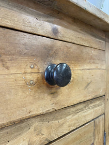 An Early 19th Century Low Pine Irish Dresser or Cupboard with Wooden Knobs