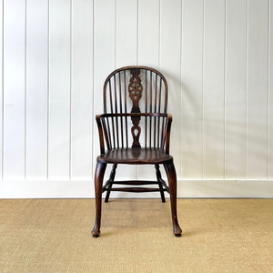 A Georgian Windsor Wheel Back Elbow Chair in Elm & Ash