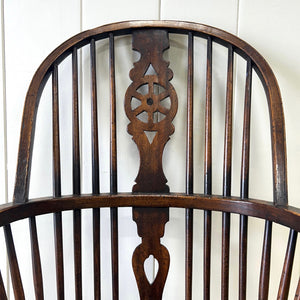 A Georgian Windsor Wheel Back Elbow Chair in Elm & Ash