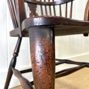 A Georgian Windsor Wheel Back Elbow Chair in Elm & Ash