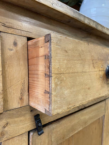 An Early 19th Century Low Pine Irish Dresser or Cupboard with Wooden Knobs