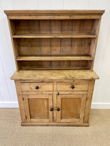 An Early 19th Century Low Pine Irish Dresser or Cupboard with Wooden Knobs