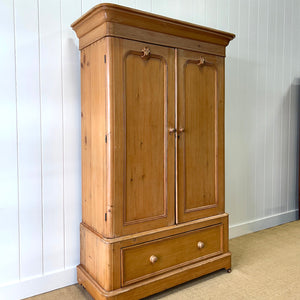 A Pine Wardrobe or Linen Press c1890