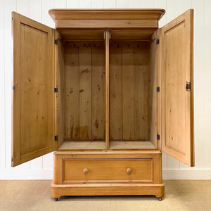A Pine Wardrobe or Linen Press c1890