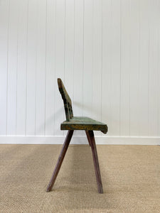 An Antique Country Pine Painted Green Bench ~6.5 Feet Long