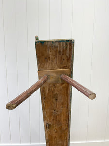An Antique Country Pine Painted Green Bench ~6.5 Feet Long