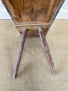 An Antique Country Pine Painted Green Bench ~6.5 Feet Long