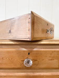 An Antique English Pine Chest of Drawers Dresser with Glass Knobs c1890