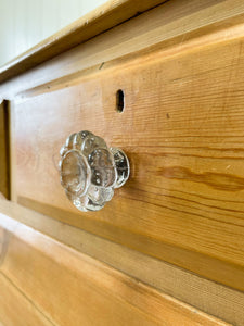 An Antique English Pine Chest of Drawers Dresser with Glass Knobs c1890