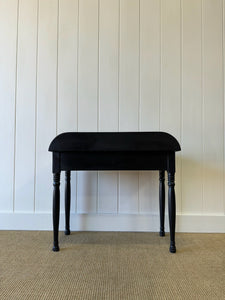 A Small English Country Pine Galleried and Ebonized Console Table Nightstand