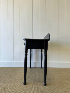 A Small English Country Pine Galleried and Ebonized Console Table Nightstand