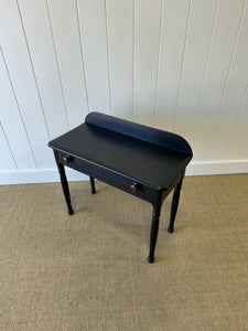 A Small English Country Pine Galleried and Ebonized Console Table Nightstand