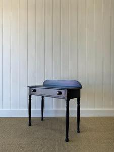 A Small English Country Pine Galleried and Ebonized Console Table Nightstand