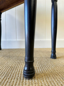 A Small English Country Pine Galleried and Ebonized Console Table Nightstand
