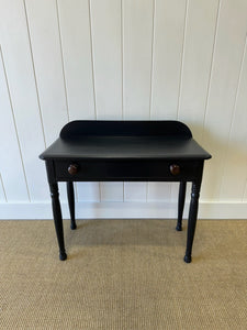 A Small English Country Pine Galleried and Ebonized Console Table Nightstand