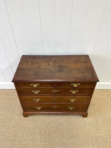 Antique English 18th Century Oak Chest of Drawers with Brasses