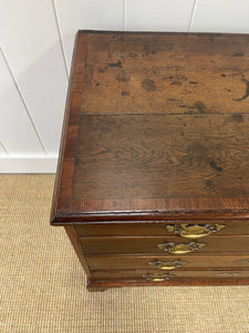 Antique English 18th Century Oak Chest of Drawers with Brasses