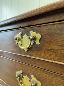 Antique English 18th Century Oak Chest of Drawers with Brasses