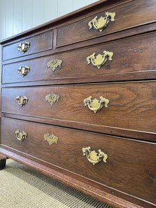 Antique English 18th Century Oak Chest of Drawers with Brasses
