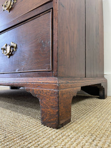 Antique English 18th Century Oak Chest of Drawers with Brasses