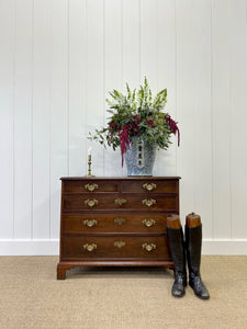 Antique English 18th Century Oak Chest of Drawers with Brasses