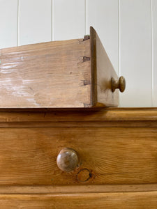 An English Pine Low Chest of Drawers Dresser with Wooden Knobs c1890