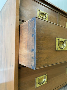 An English Walnut Campaign Trunk or Night Stand c1890