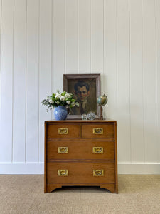 An English Walnut Campaign Trunk or Night Stand c1890