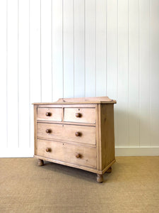 An Antique English Pine Chest of Drawers Dresser with Gallery c1890