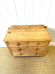 An Antique English Pine Chest of Drawers Dresser with Gallery c1890