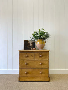 An Antique English Pine Chest of Drawers Dresser with Wooden Knobs c1890