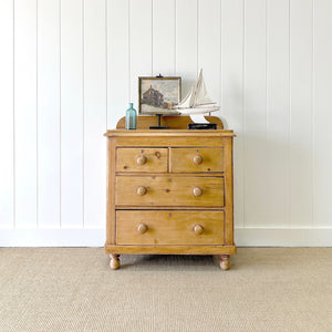 An Antique English Pine Chest of Drawers Dresser Tulip Feet c1890
