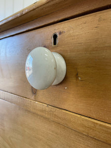 An Antique English Pine Chest of Drawers Dresser with Porcelain Knobs c1890