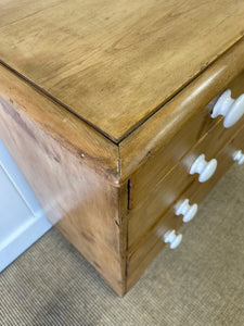 An Antique English Pine Chest of Drawers Dresser with Porcelain Knobs c1890