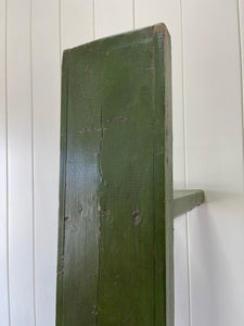 An Antique English Country Pine Painted Green Bench 6.5 Feet Long