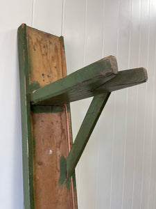 An Antique English Country Pine Painted Green Bench 6.5 Feet Long