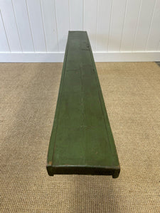 An Antique English Country Pine Painted Green Bench 6.5 Feet Long