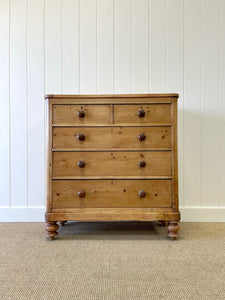 A Large English Pine Chest of Drawers Dresser on Tulip Feet c1890