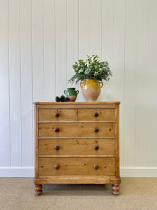 A Large English Pine Chest of Drawers Dresser on Tulip Feet c1890