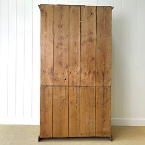 A 19th Century Irish Rustic Pine Linen Press Cabinet
