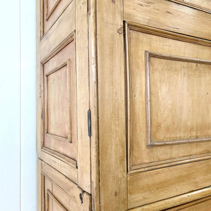 A 19th Century Irish Rustic Pine Linen Press Cabinet