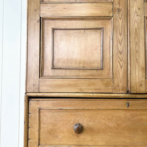 A 19th Century Irish Rustic Pine Linen Press Cabinet