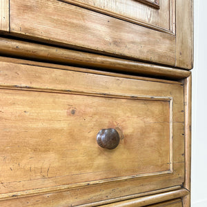 A 19th Century Irish Rustic Pine Linen Press Cabinet