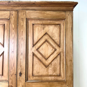 A 19th Century Irish Rustic Pine Linen Press Cabinet