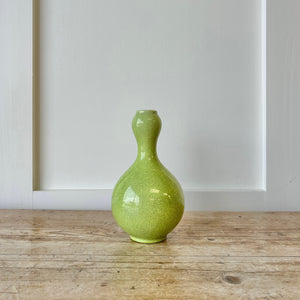 A Chartreuse Crackle Onion Bulb Bud Vase