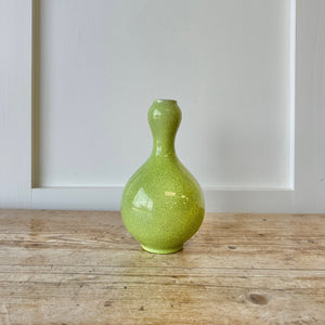A Chartreuse Crackle Onion Bulb Bud Vase